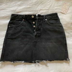 Free people waged black denim skirt